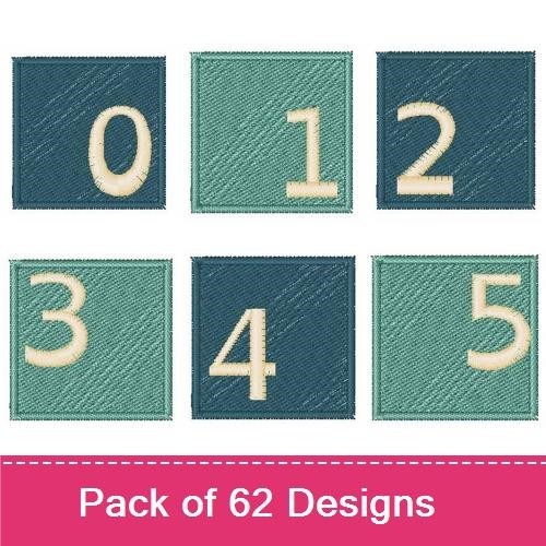 Numbers & Letter A Embroidery Designs Bundle – Number 0, Number 1, Number 2, Number 3 & More (62 Designs)