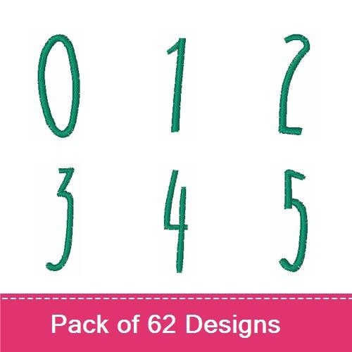 Elegant Script Alphabet Embroidery Designs Bundle – Fancy Letter A, Number 0, Number 1 & More (62 Designs)