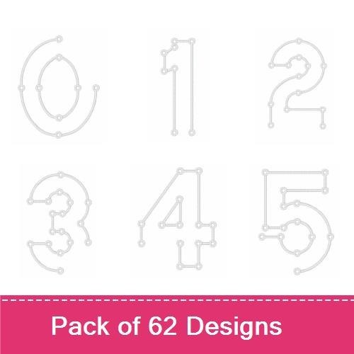 Redwork Modern Outline Alphabet Embroidery Designs Bundle – Outline Letters & Numbers (62 Designs)