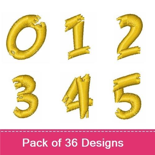 Golden Balloon Numbers & Letters Embroidery Designs Bundle – Golden Balloon O, 1, 2 & More (36 Designs)