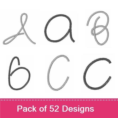 Elegant Script Letters Embroidery Designs Bundle – A, B, C, D, E, F, G, H & More (52 Designs)