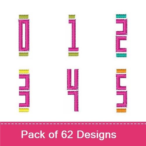 Colorful Numbers Embroidery Designs Bundle – Colorful Number 0, Colorful Number 1, Colorful Number 2 & More (62 Designs)