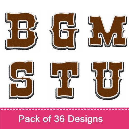 Vintage Varsity Numbers & Letters Embroidery Designs Bundle – Number 0, Number 1, Letter A & More (36 Designs)