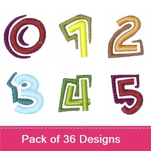 Colorful Numbers & Letters Embroidery Designs Bundle – Colorful Number 1, Colorful Letter B & More (36 Designs)