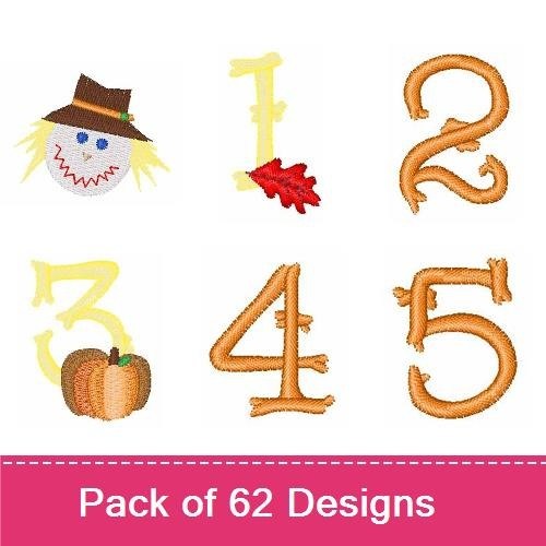 Autumn Harvest Embroidery Designs Bundle – Pumpkin, Scarecrow, Fall Leaf & More (62 Designs)