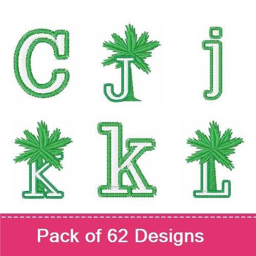 Palm Leaf Alphabet & Numbers Embroidery Designs Bundle – Palm Leaf U, 1, 2, 3, 4, 5 & More (62 Designs)