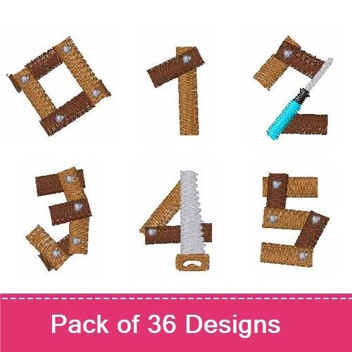 Handyman Tools Alphabet Embroidery Designs Bundle – Hammer, Screwdriver, Saw & More (36 Designs)