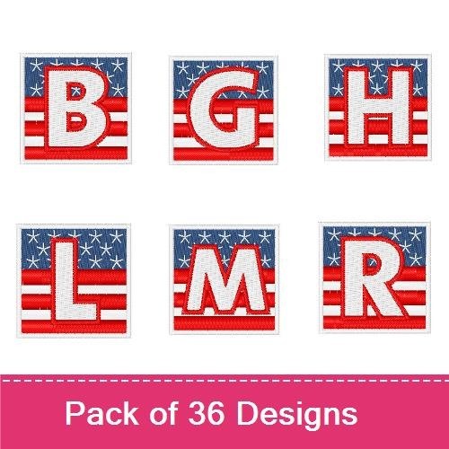 Patriotic Numbers & Letters Embroidery Designs Bundle – Letter O, Number 1, Number 2 & More (36 Designs)