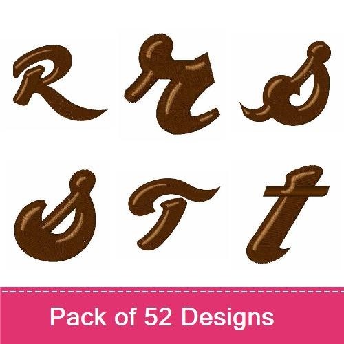 Chocolate Glossy Alphabet Embroidery Bundle – Chocolate Letter A, Chocolate Letter B, Chocolate Letter C & More (52 Designs)