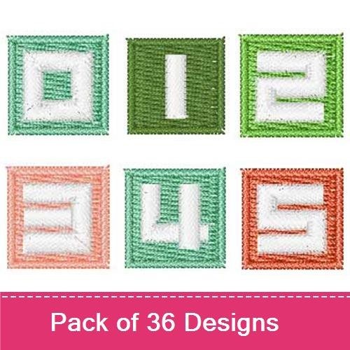 Colorful Alphabet Blocks Embroidery Designs Bundle – Green, Red, Orange, Pink, Blue, Light Green & More (36 Designs)