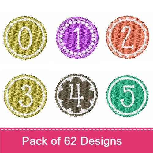 Colorful Numbers & Letters Embroidery Designs Bundle – Number Circle with 0, Letter Circle with A & More (62 Designs)