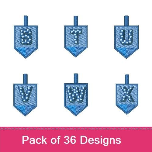 Dreidel Numbers and Letters Embroidery Designs Bundle – Dreidel with Number 0, 1, 2, 3 & More (36 Designs)