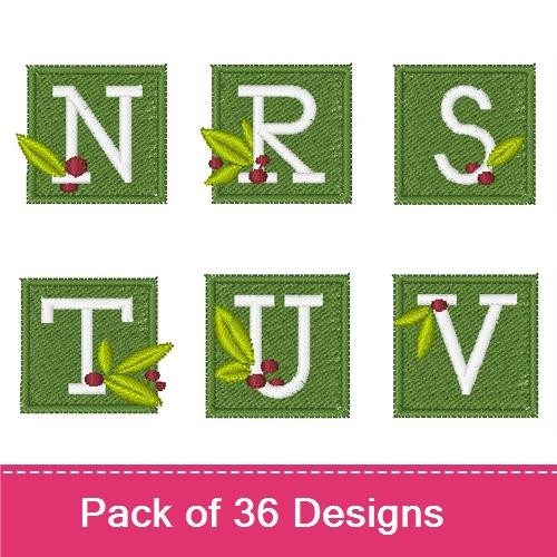 Holiday Numbers & Letters Embroidery Designs Bundle – 0, 1, 2, 3, 4, 5, 6, A & More (36 Designs)