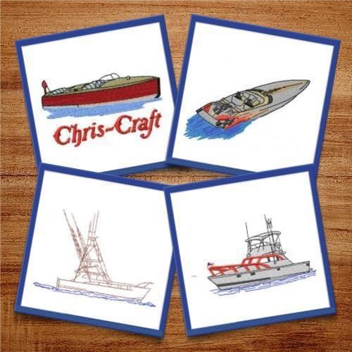 Nautical Boat Embroidery Designs Bundle – Fishing Boat, Sailboat, Yacht & More (11 Designs)