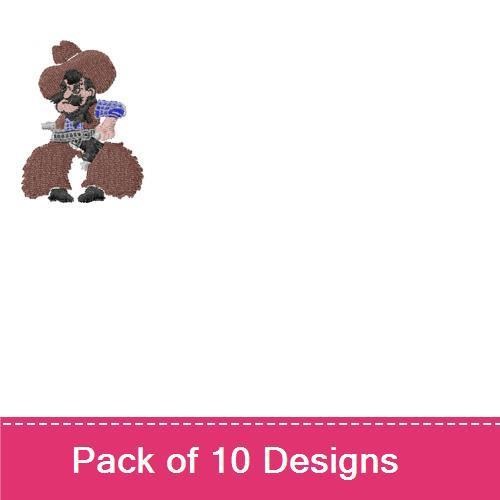 Western Rodeo Embroidery Bundle – Bull Rider, Horse Rider, Longhorn Steer & More (10 Designs)