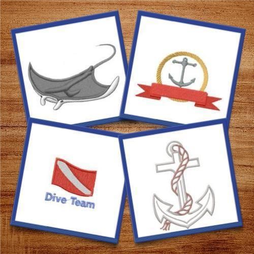 Ocean Life Embroidery Bundle – Great White Shark, Manta Ray, Seahorse & More (9 Designs)