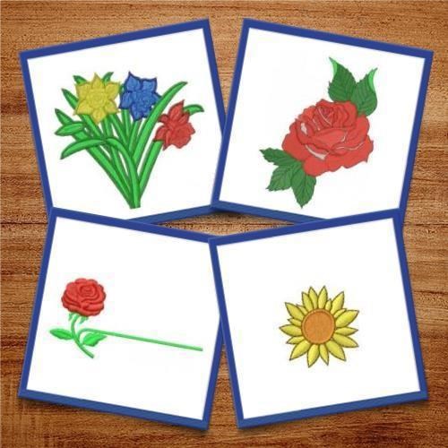 Floral Embroidery Bundle – Teapot with Flowers, White Flower, Red Rose & More (11 Designs)