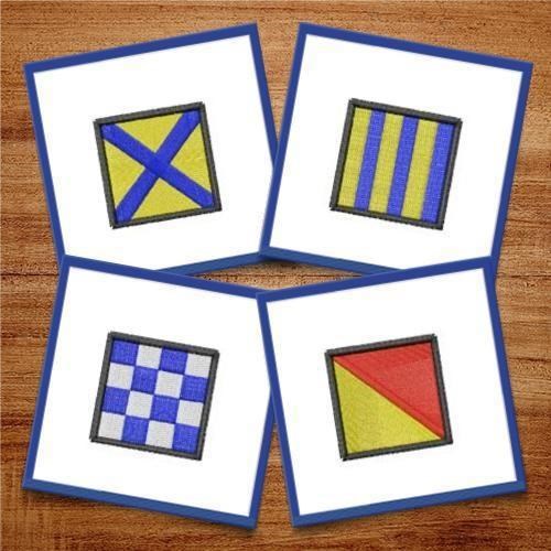 Nautical Signal Flags Embroidery Designs Bundle – Blue Cross Flag, Red and Yellow Flag, Diagonal Cross Flag & More (17 Designs)