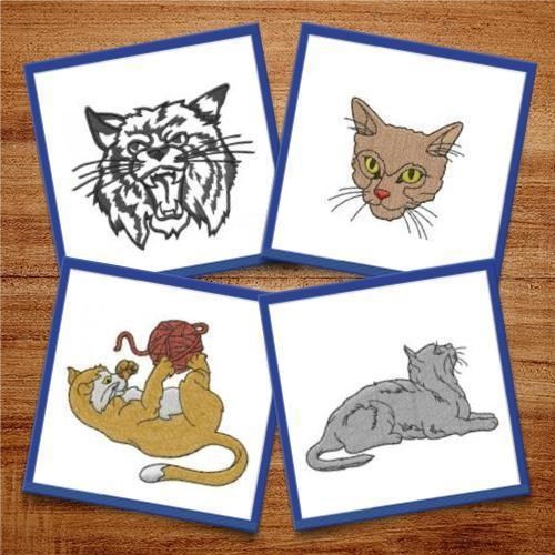 Charming Cat Embroidery Bundle – White Cat, Black Cat, Gray Cat with Bowtie & More (12 Designs)