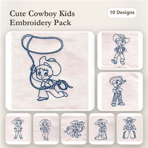 Cute Cowboy Redwork