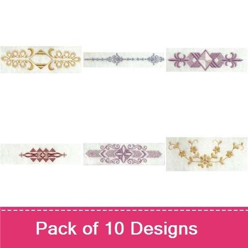 Elegant Vintage Embroidery Bundle – Floral Border 1, Geneva Diamond, Vintage Leaf & More (10 Designs)