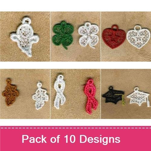 FSL Holiday Charms Embroidery Designs Bundle – Christmas Tree, Reindeer, Snowflakes & More (10 Designs)