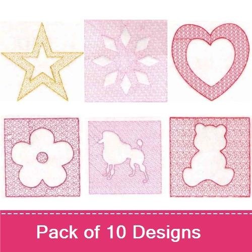 Star, Snowflake & Heart Embroidery Bundle – Floral & Animal Shapes (10 Designs)