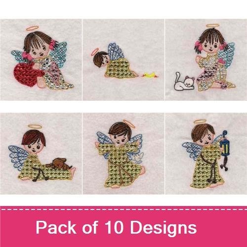 Angel Embroidery Bundle – Cherubic Designs (10 Designs)