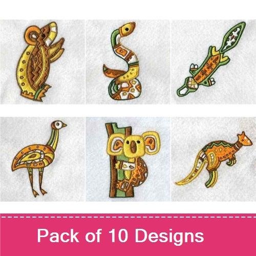 Tribal Animal Embroidery Bundle – Kiwi Bird, Lizard, Turtle, Frog & More (10 Designs)