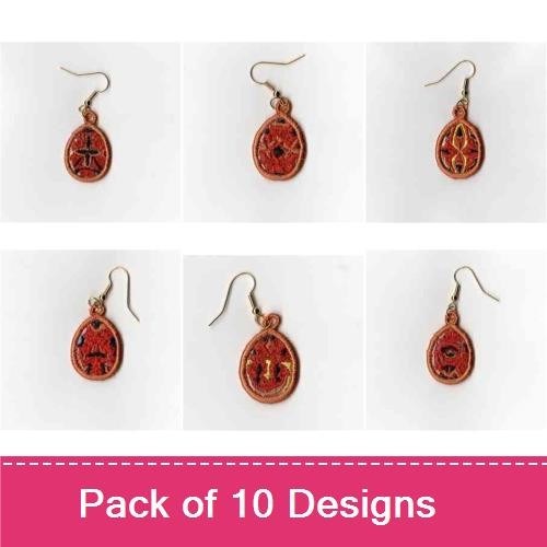 ITH Rustic Tribal Earring Embroidery Designs Bundle – Color Variants & Intricate Patterns (10 Designs)