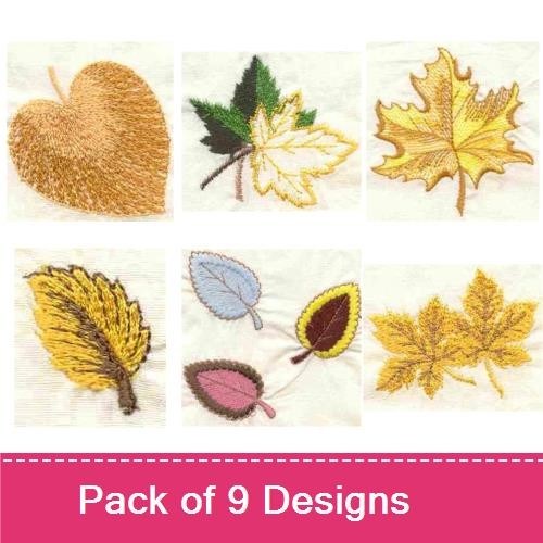 Autumn Leaves Embroidery Designs Bundle – Maple Leaf, Aspen Leaf, Heart Leaf & More (9 Designs)