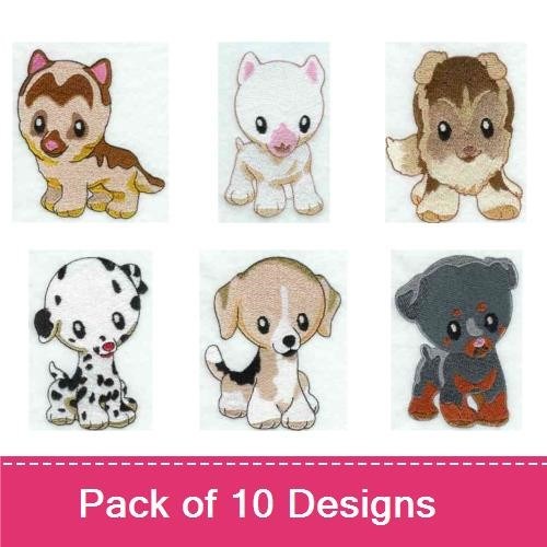 Puppy & Kitten Embroidery Bundle – Adorable Animal Friends (10 Designs)