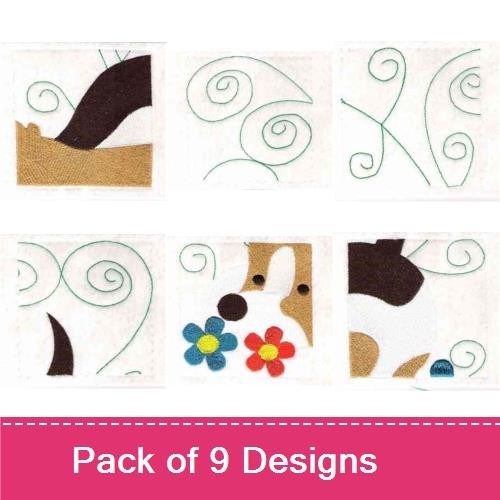 Dog & Flower Embroidery Bundle – Cute Designs (9 Designs)