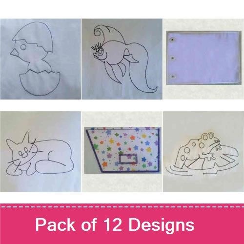 Chick, Mermaid & Cat Embroidery Bundle – Fun Designs (12 Designs)