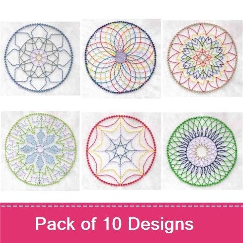Colorful Mandala Embroidery Designs Bundle – Mandala with Flower Pattern, Geometric Mandala, Floral Mandala with Colors & More (10 Designs)