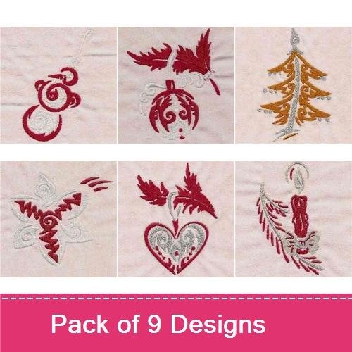 Whimsical Holiday Ornaments Embroidery Designs Bundle – Bird Ornament, Christmas Bauble, Snowman Ornament & More (9 Designs)