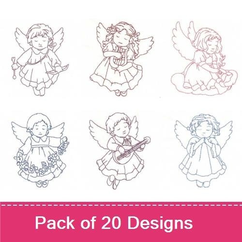 Redwork Child Angels