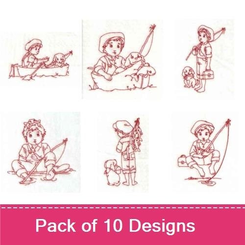 Child Fishing Embroidery Bundle – Outdoor Fun (10 Designs)