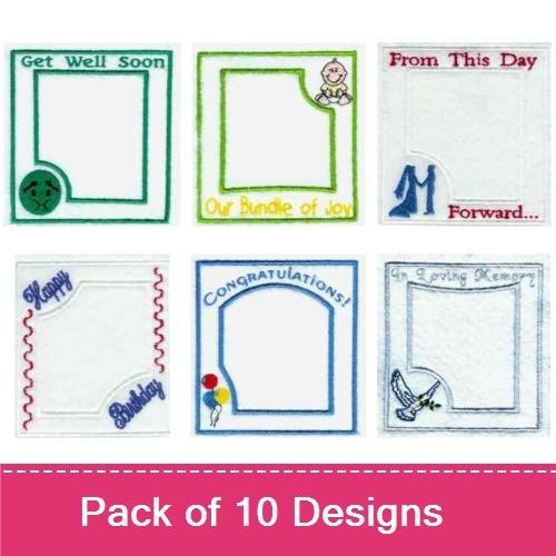 Celebration and Sentimental Frames Embroidery Designs Bundle – Anniversary Frame, Get Well Soon Frame, Birthday Frame & More (10 Designs)