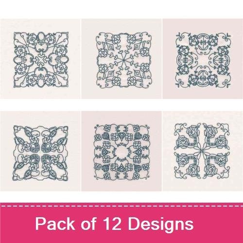 FSL Elegant Vintage Lace Squares Embroidery Designs Bundle – Vintage Lace Square 1, Vintage Lace Square 2 & More (12 Designs)