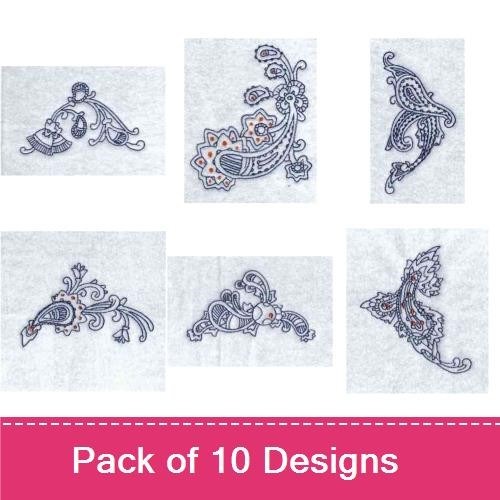 Redwork Elegant Paisley Embroidery Designs Bundle – Paisley Flower, Elegant Paisley Swirl, Curly Paisley Accent & More (10 Designs)