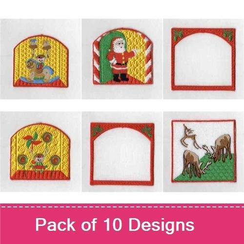 Christmas Elf & Holiday Scenes Embroidery Designs Bundle – Christmas Elf on Horse, Santa Claus, Christmas Sleigh & More (10 Designs)