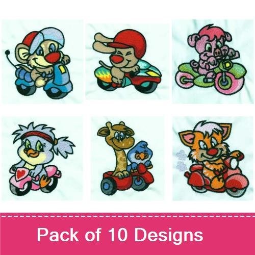 Mouse, Dog, Pig, and Bird Embroidery Bundle – Fun Characters (10 Designs)