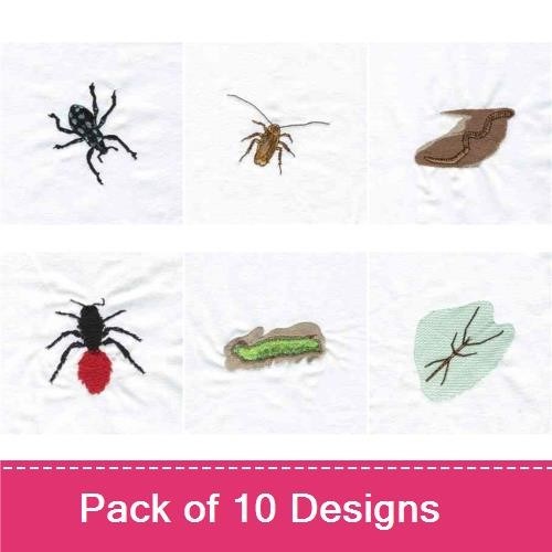 Insects and Bugs Embroidery Bundle – Black Ant, Spider, Bee & More (10 Designs)