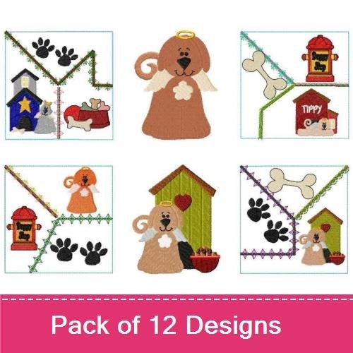 Dog & Cat Embroidery Bundle – Playful Pet Designs (12 Designs)