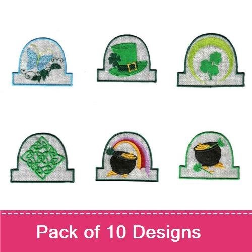 St. Patrick's Day Embroidery Designs Bundle – Pot of Gold with Rainbow, Shamrock, Clover Leaf & More (9 Designs)