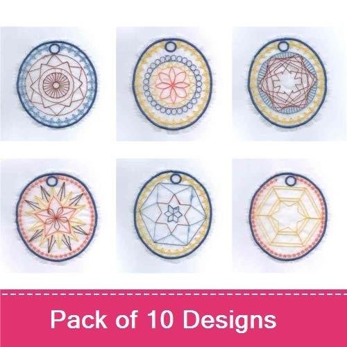 Geometric Mandalas Embroidery Designs Bundle – Geometric Mandala 1, Geometric Mandala 2, Geometric Mandala 3 & More (10 Designs)