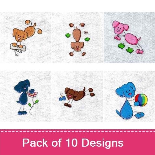 Playful Puppy & Charming Pig Embroidery Bundle – Fun Designs (10 Designs)