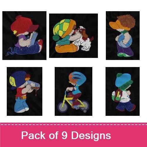 Boys & Turtle Embroidery Bundle – Fun Characters (9 Designs)