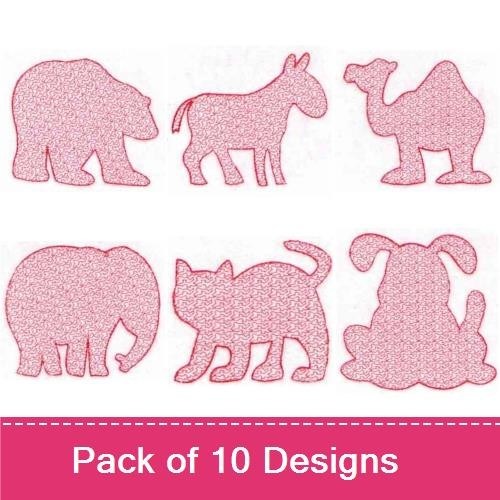 Animal Embroidery Bundle – Bear, Donkey, Camel & More (10 Designs)